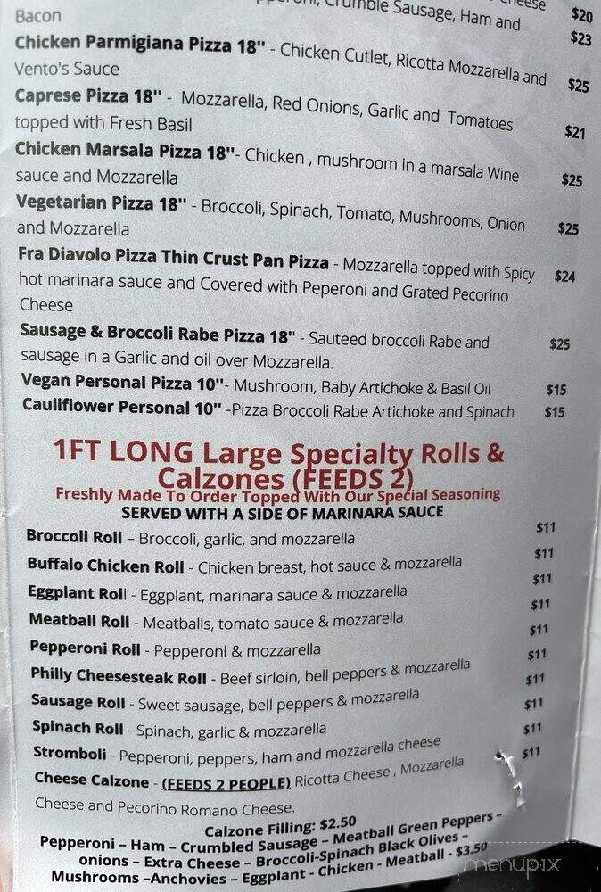 Renato's Pastry and Trattoria Vento - Staten Island, NY menu_pic