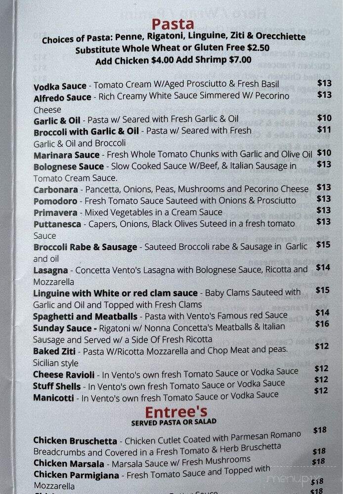 Renato's Pastry and Trattoria Vento - Staten Island, NY menu_pic