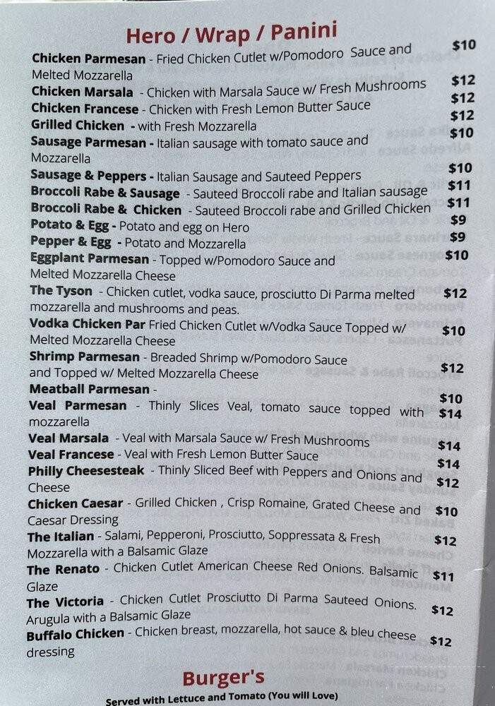 Renato's Pastry and Trattoria Vento - Staten Island, NY menu_pic