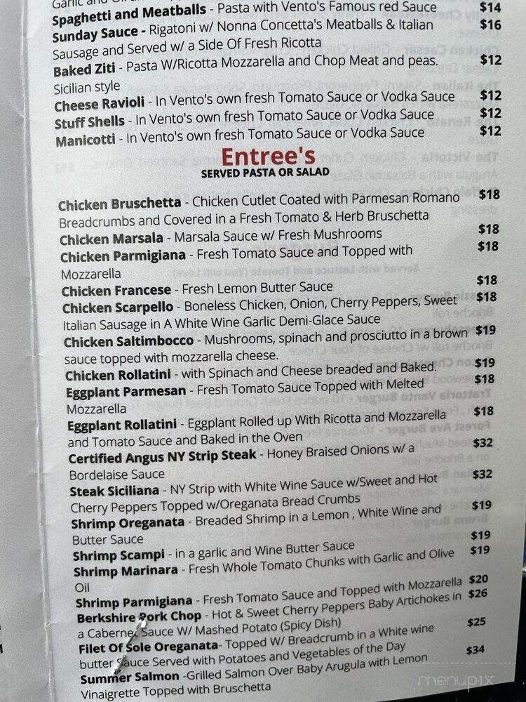 Renato's Pastry and Trattoria Vento - Staten Island, NY menu_pic