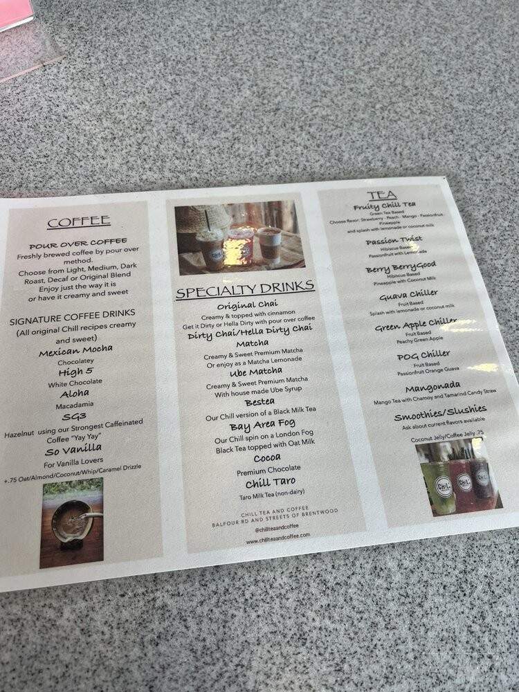 Chill Tea and Coffee - Brentwood, CA menu_pic