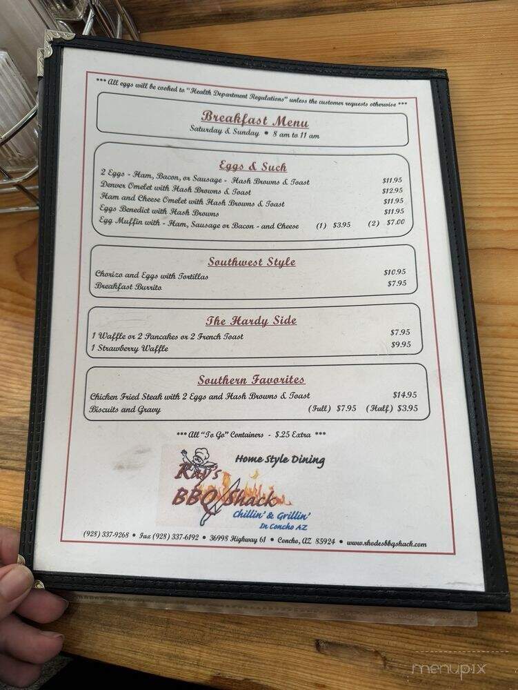 Ray's BBQ Shack - Concho, AZ menu_pic
