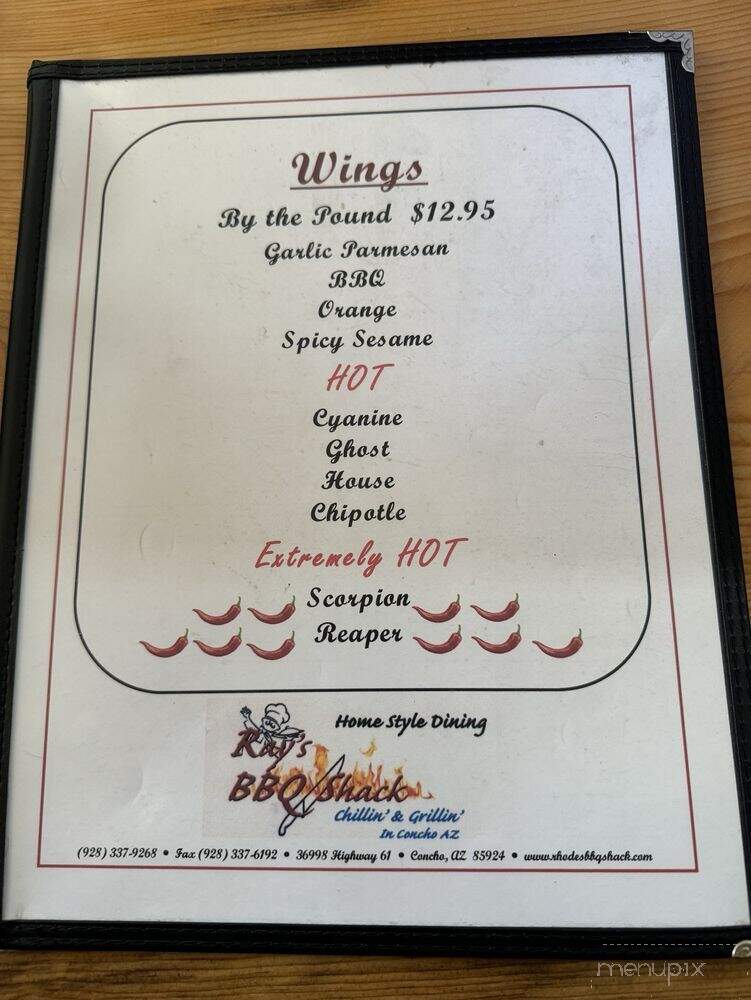 Ray's BBQ Shack - Concho, AZ menu_pic
