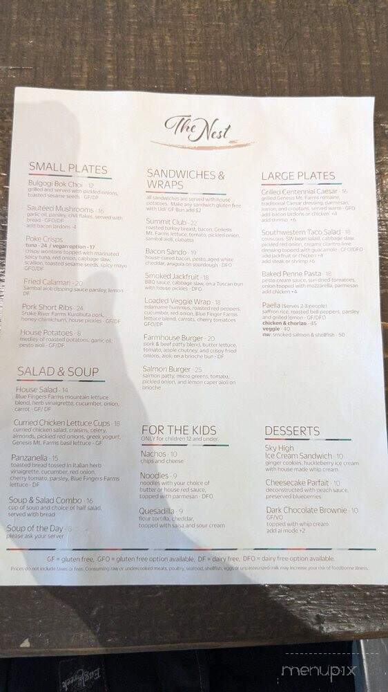 The Nest - Sandpoint, ID menu_pic