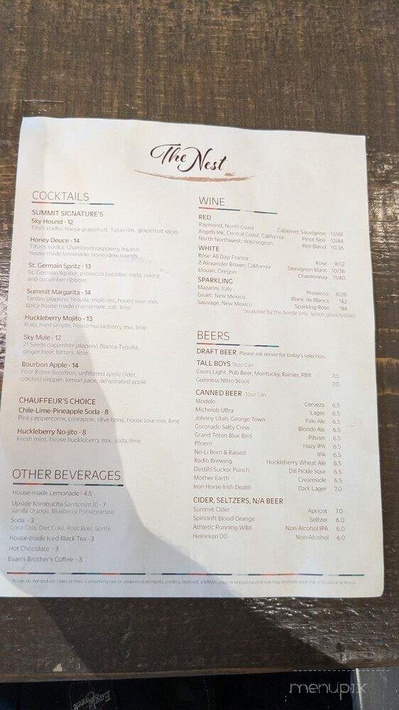 The Nest - Sandpoint, ID menu_pic