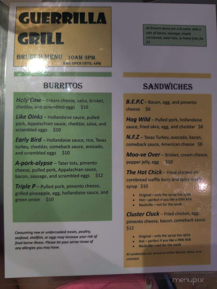 Guerrilla Grill - Keene, NH menu_pic