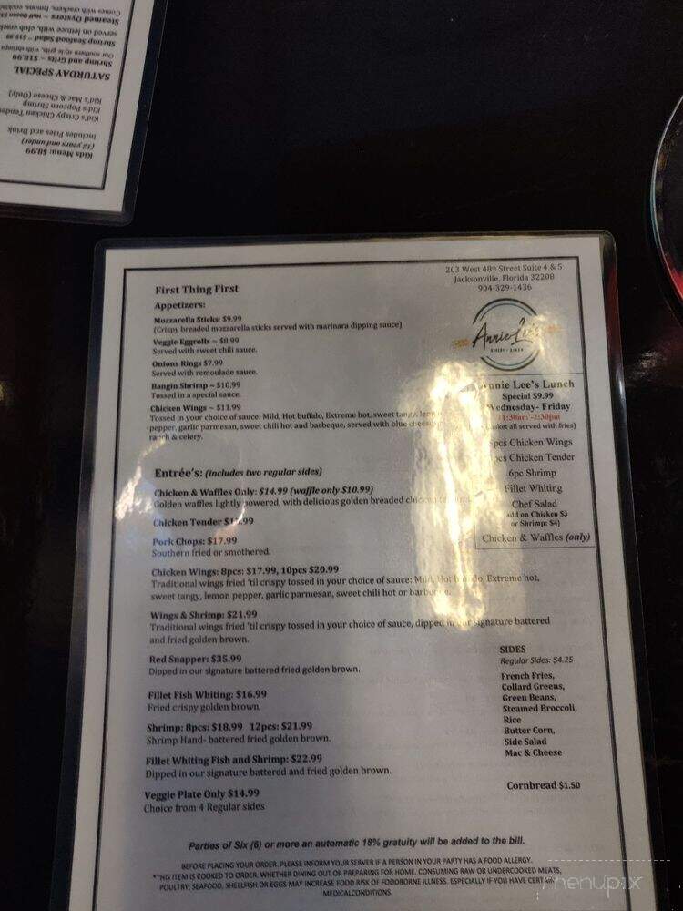 Annie Lee's Bakery & Diner - Jacksonville, FL menu_pic