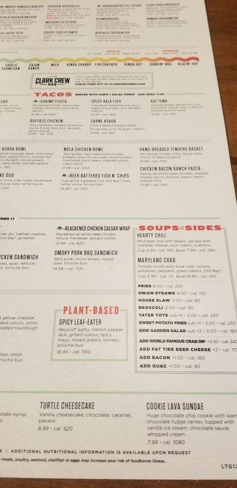 The Greene Turtle Sports Bar & Grille - Gambrills, MD menu_pic