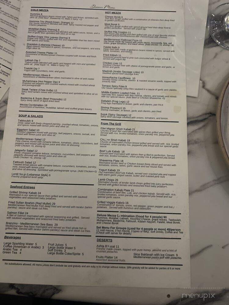 Terrace Restaurant & Lounge - Burbank, CA menu_pic