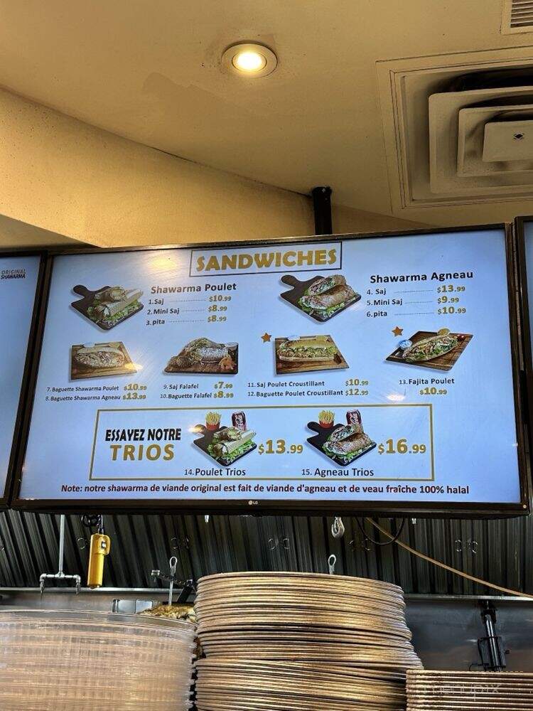 Original Shawarma - Montreal, QC menu_pic