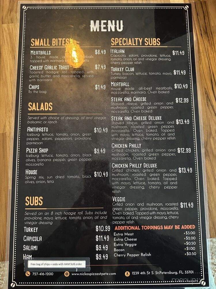 Nicko's Pizza & Subs - St. Petersburg, FL menu_pic