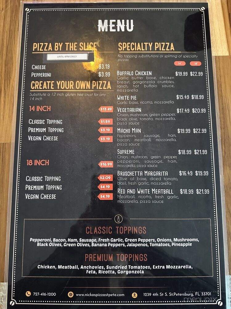 Nicko's Pizza & Subs - St. Petersburg, FL menu_pic