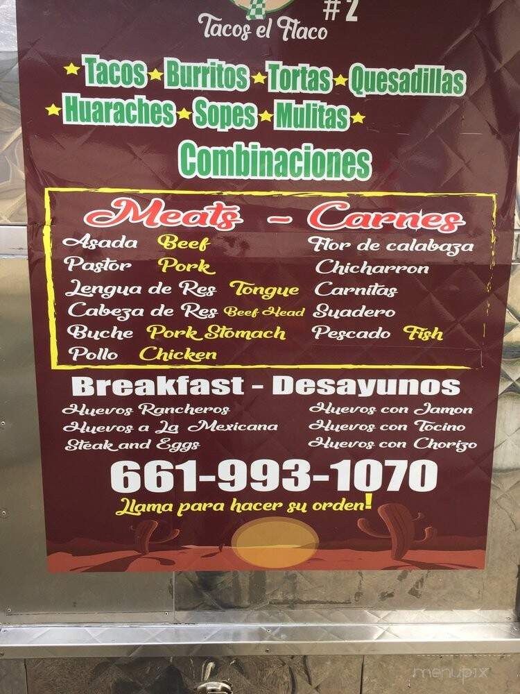 Tacos el Flaco - Castaic, CA menu_pic