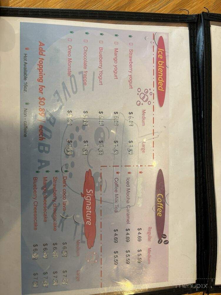 Bobatea - Altoona, PA menu_pic