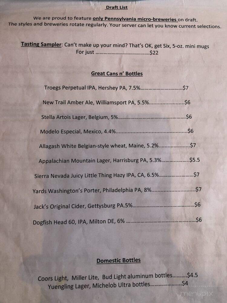 Creekside at the Gamble Mill - Bellefonte, PA menu_pic