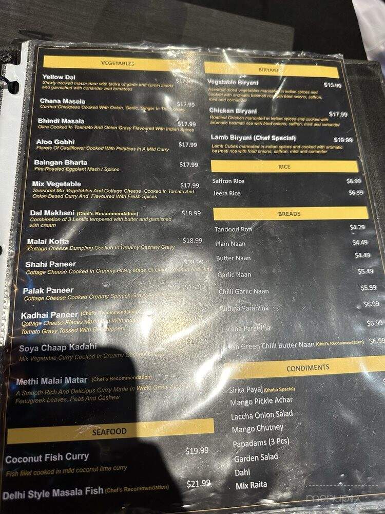 Dhaba On the Falls - Niagara Falls, ON menu_pic