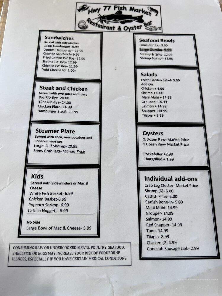 Hwy 77 Fish Market - Lincoln, AL menu_pic