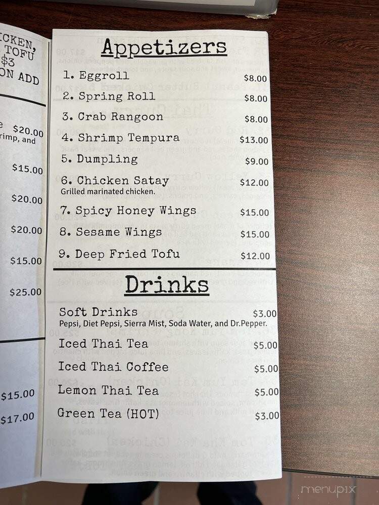 Lily's Thai Kitchen - Willow Creek, CA menu_pic