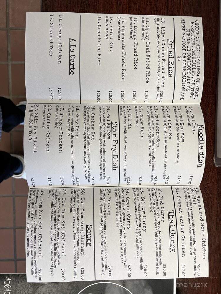 Lily's Thai Kitchen - Willow Creek, CA menu_pic