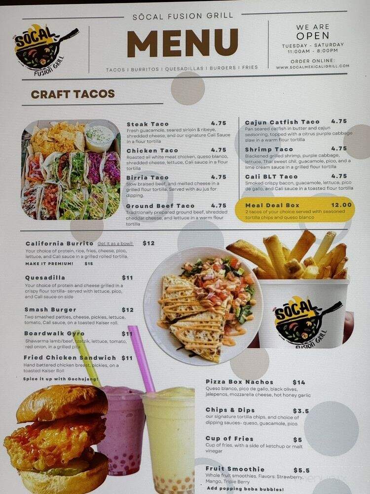 SoCal Mexicali Grill - New Kensington, PA menu_pic