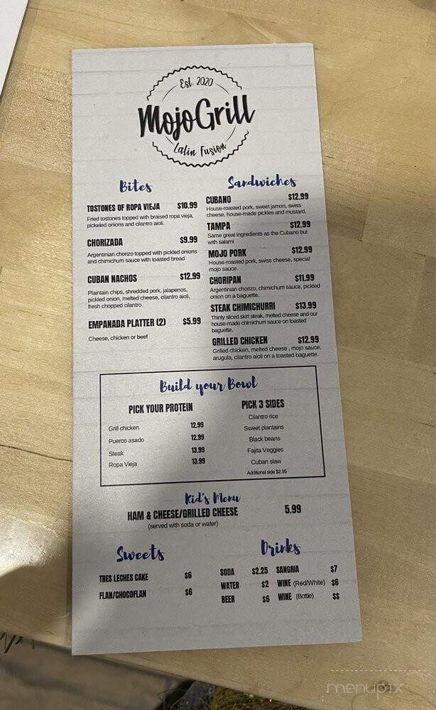 Mojo Grill Latin Fusion - Wesley Chapel, FL menu_pic