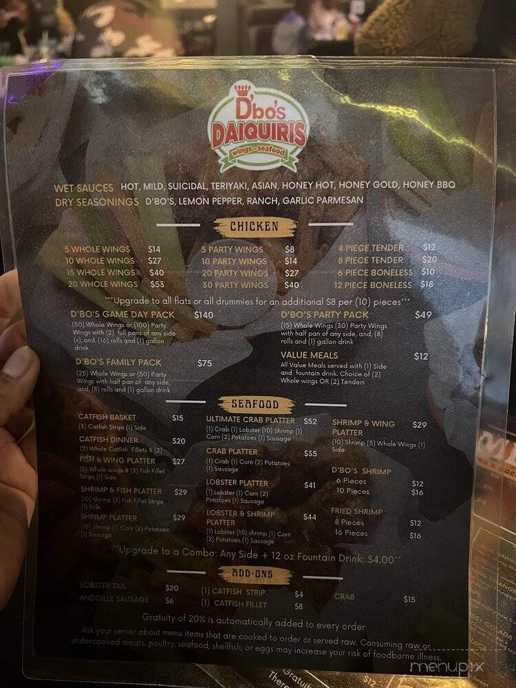 D'bo's Daiquiris - Southfield, MI menu_pic