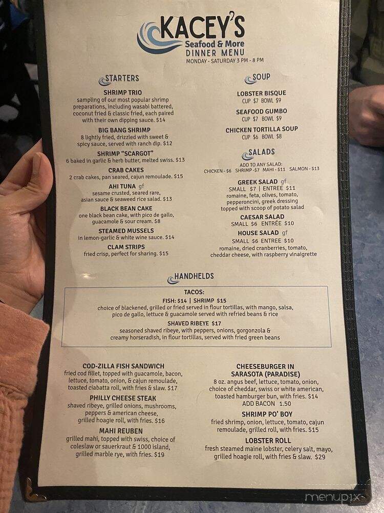 Kacey's Seafood & More - Sarasota, FL menu_pic