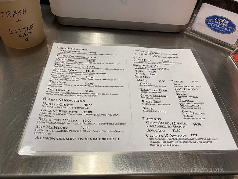 Central Coast Creamery - San Luis Obispo, CA menu_pic