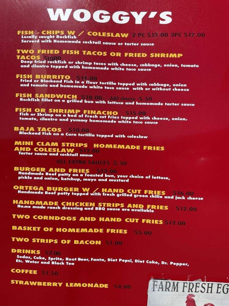Woggy's Fish and Chips - Gold Beach, OR menu_pic