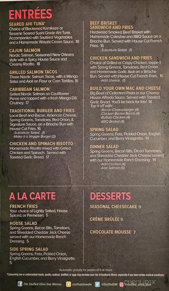 The Stuffed Olive - Des Moines, IA menu_pic