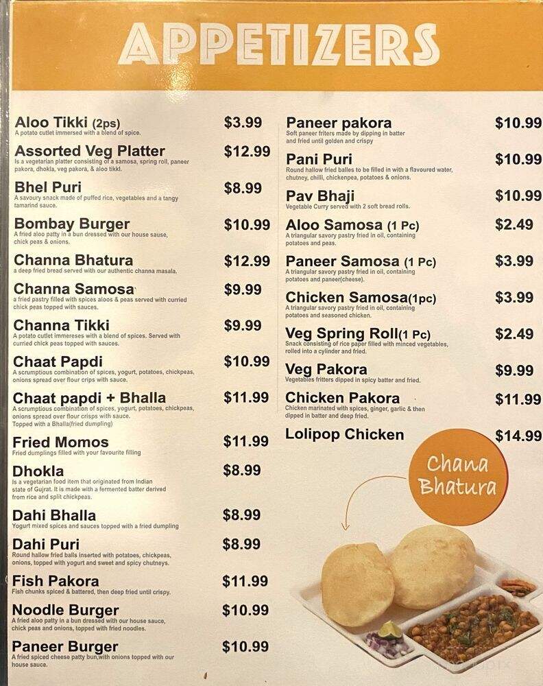 Simply Indian Sweets & Restaurant - Brampton, ON menu_pic