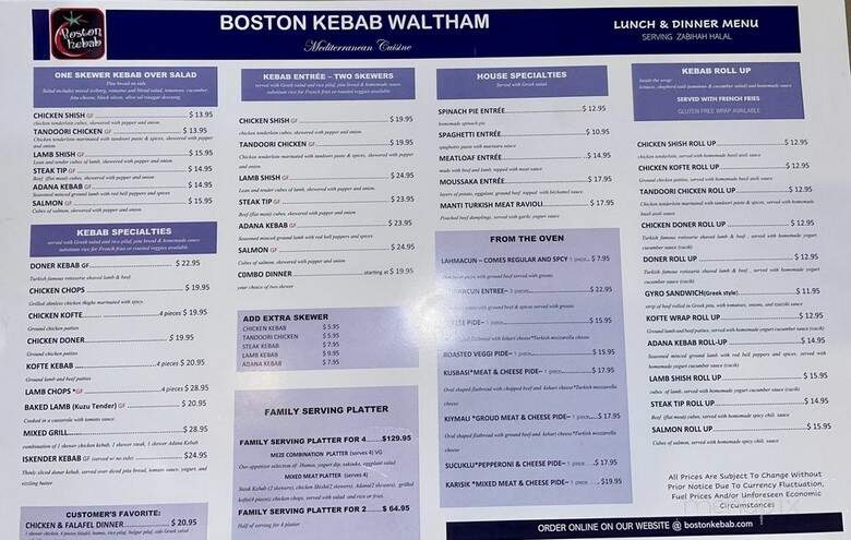 Boston Kebab - Waltham, MA menu_pic