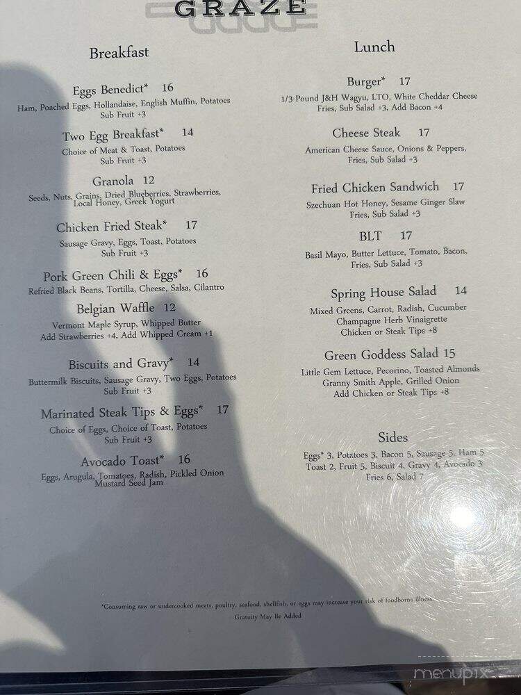 Graze - Thayne, WY menu_pic