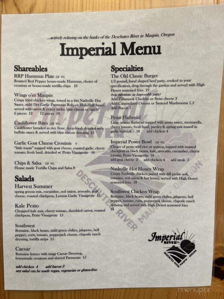 Bakeoven Bar & Grill - Maupin, OR menu_pic