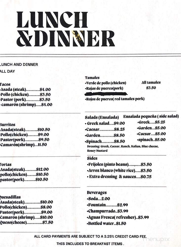 Tamale Express - Sevierville, TN menu_pic