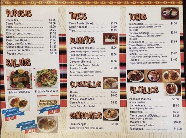 El Jazmin Mexican and Salvadorian Resturant - Rogers, AR menu_pic