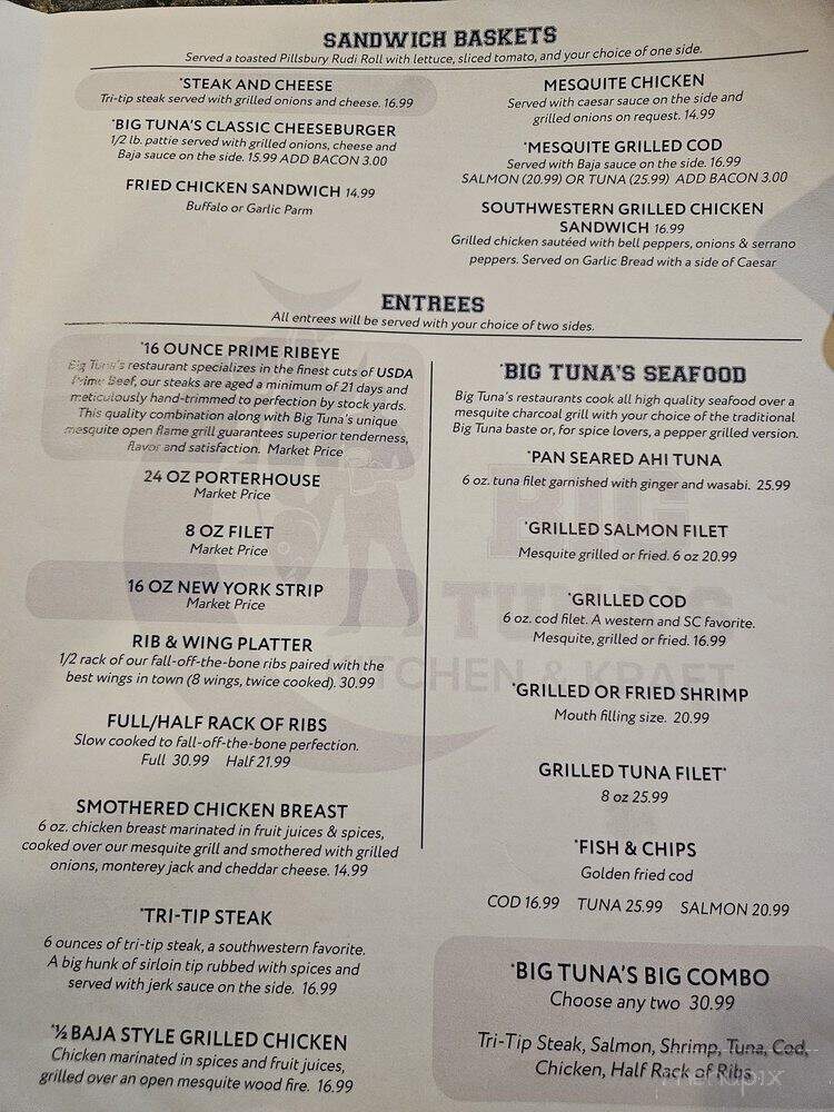 Big Tunas Kitchen and Krafts - Lexington, SC menu_pic