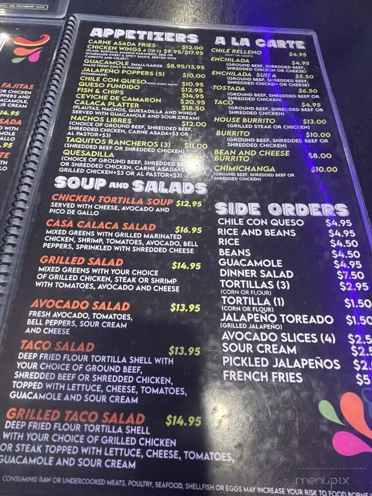 Casa Calaca - Salida, CO menu_pic