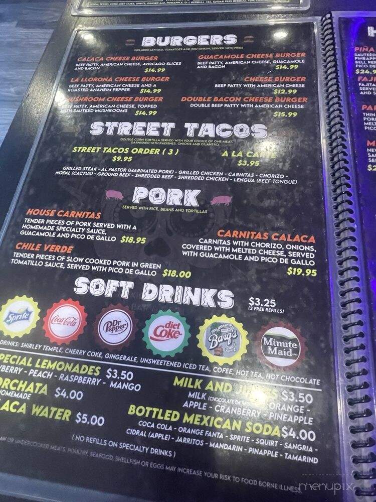 Casa Calaca - Salida, CO menu_pic