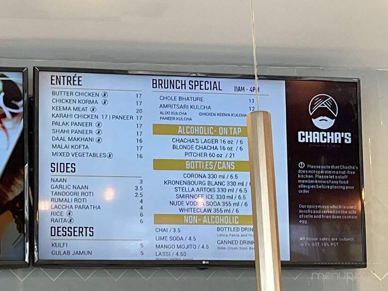 Chacha's Tandoor & Grill - Surrey, BC menu_pic