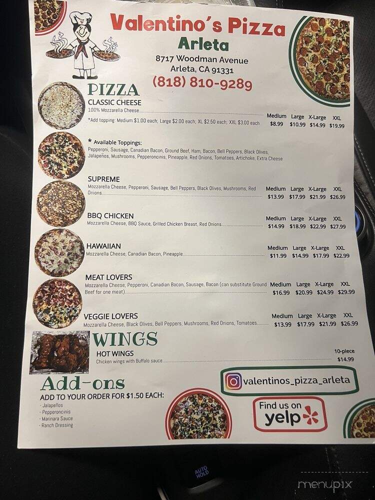 Valentino's Pizza Arleta - Arleta, CA menu_pic