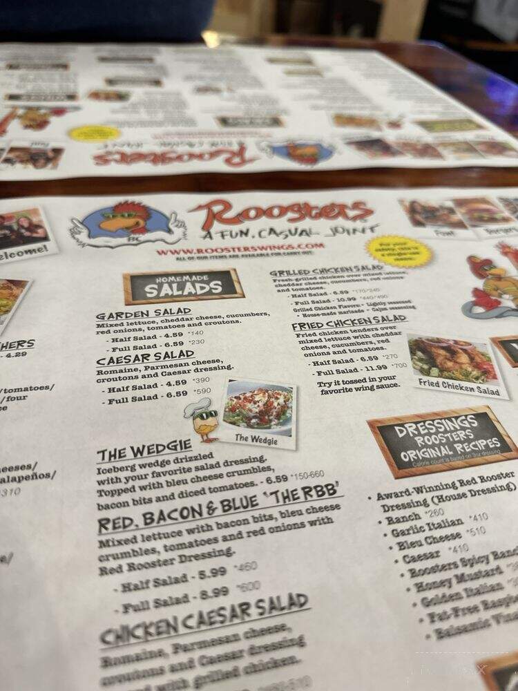 Roosters - Beavercreek, OH menu_pic