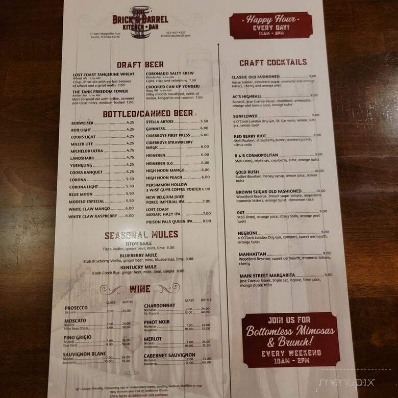 The Brick & Barrel Kitchen + Bar - Eustis, FL menu_pic