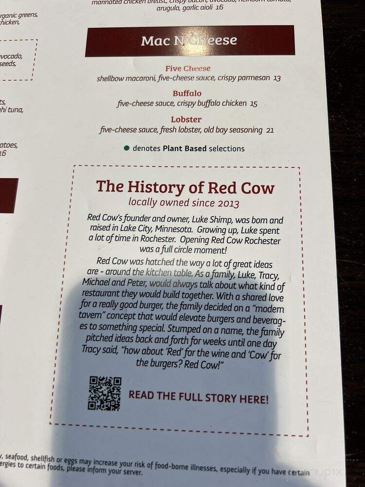Red Cow - Rochester, MN menu_pic