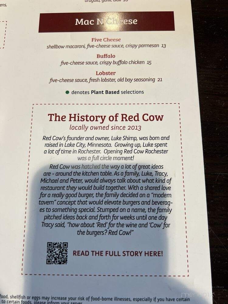 Red Cow - Rochester, MN menu_pic