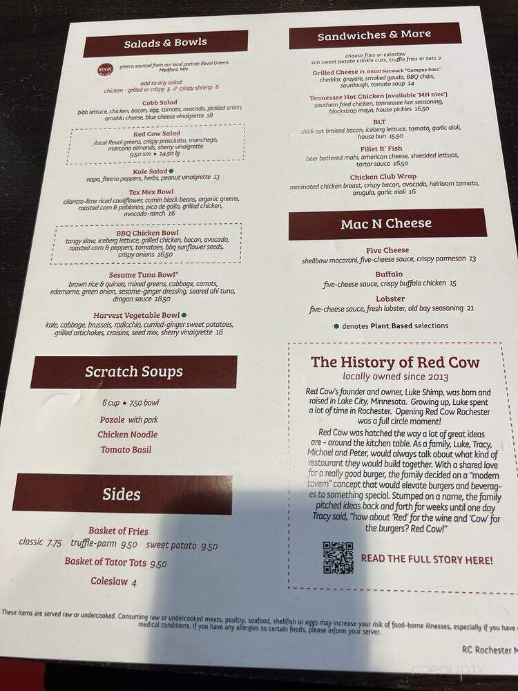 Red Cow - Rochester, MN menu_pic