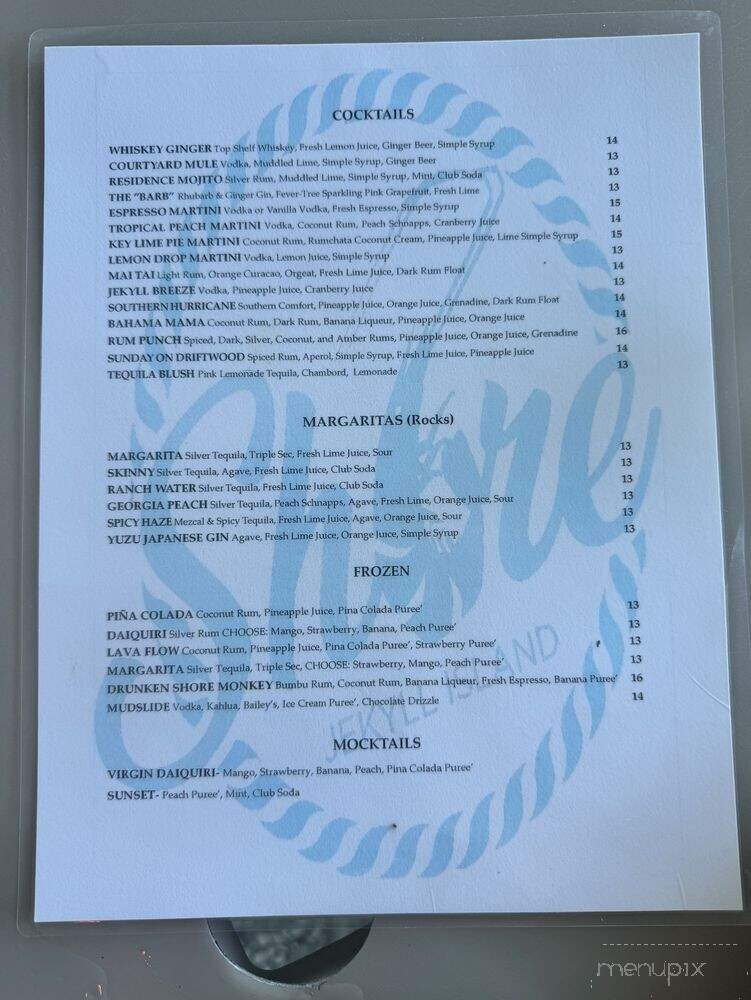Shore - Jekyll Island, GA menu_pic