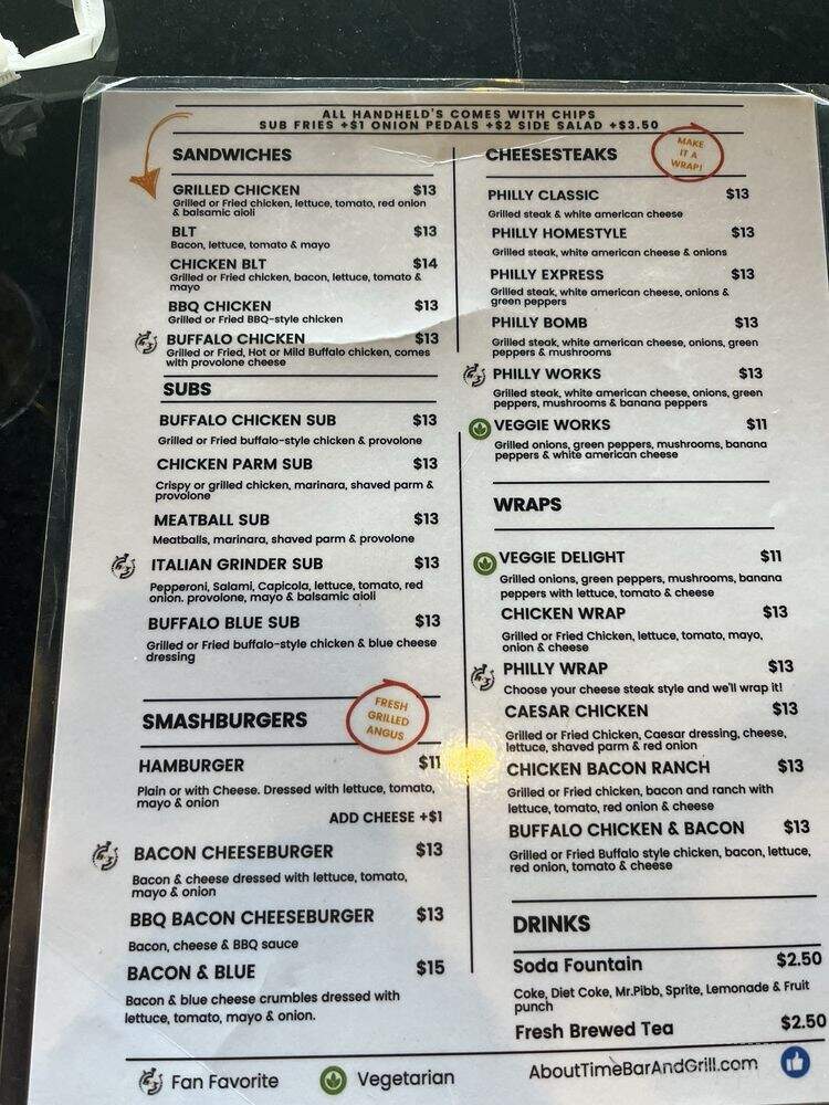 About Time Bar and Grill - Louisville, KY menu_pic