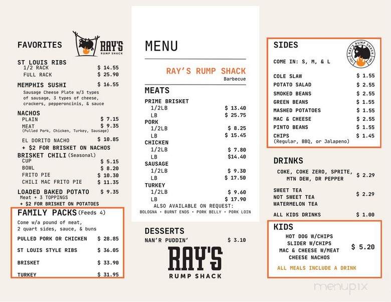 Ray's Rump Shack - Lake City, AR menu_pic