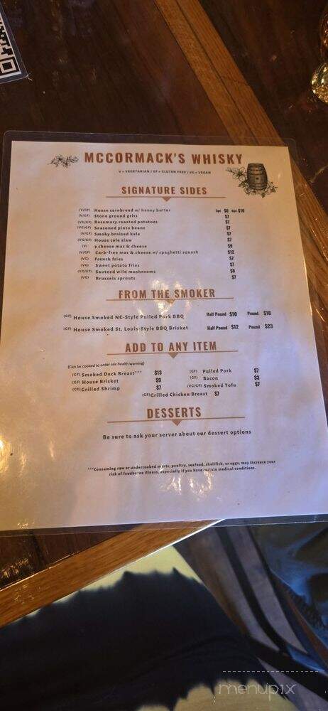 McCormack's Big Whisky Grill - Richmond, VA menu_pic